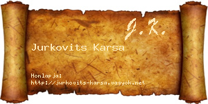 Jurkovits Karsa névjegykártya